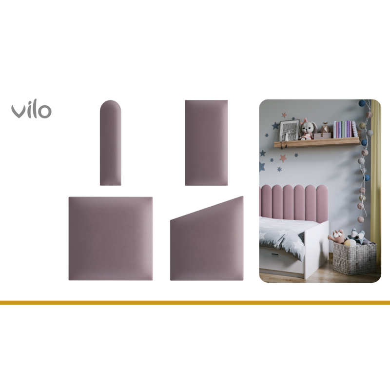 Vilo | Panou tapitat 15X60 cm, OVAL, Roz Pudra