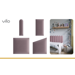 Vilo | Panou tapitat 15X60 cm, OVAL, Roz Pudra