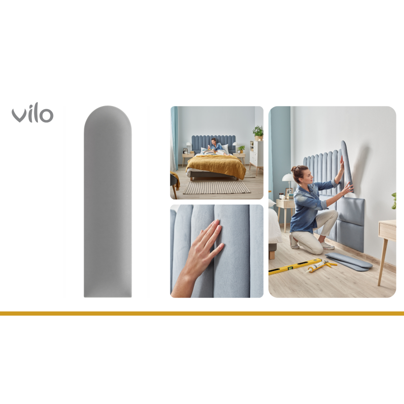 Vilo | Panou tapitat 15X60 cm, OVAL, Gri