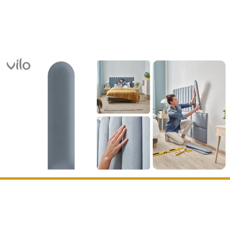 Vilo | Panou tapitat 15X60 cm, OVAL, Albastru Marin