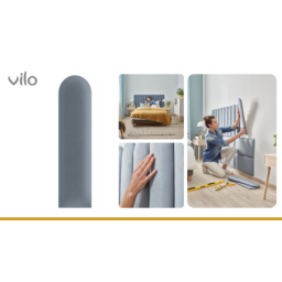 Vilo | Panou tapitat 15X60 cm, OVAL, Albastru Marin