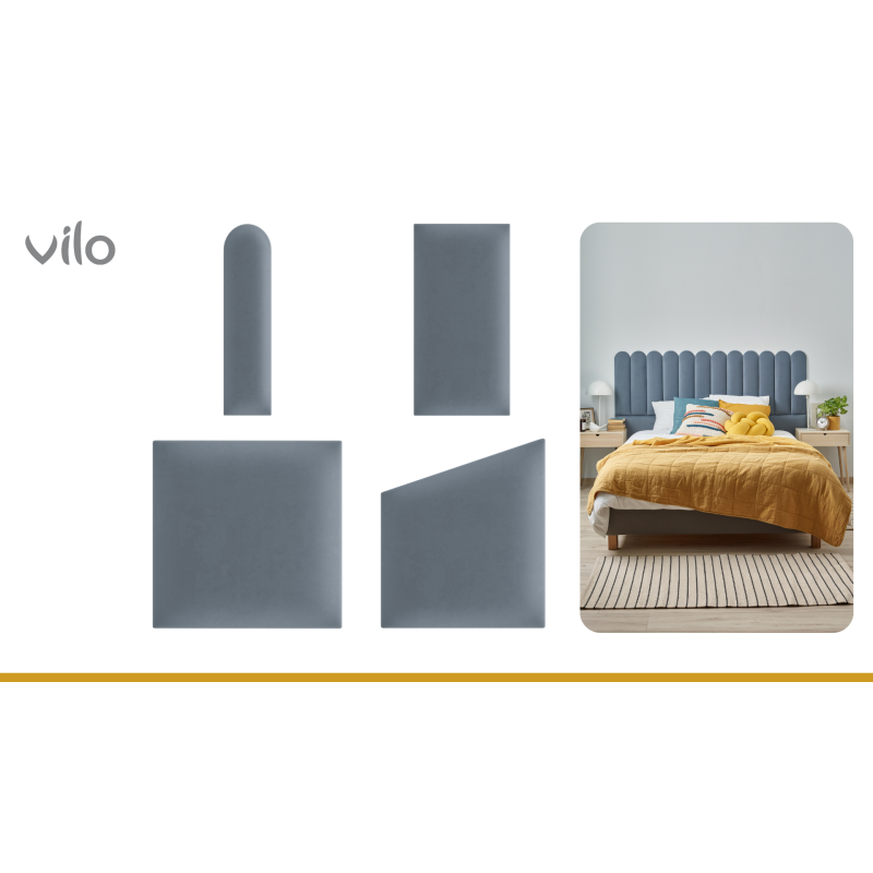 Vilo | Panou tapitat 15X60 cm, OVAL, Albastru Marin