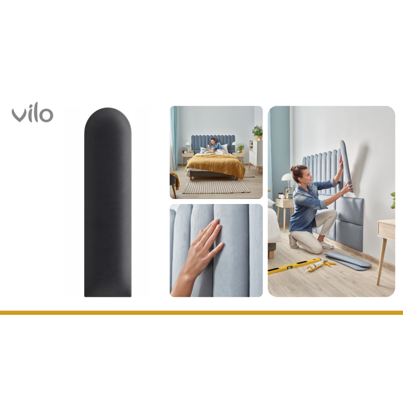 Vilo | Panou tapitat 15X60 cm, OVAL, Grafit