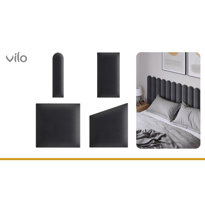 Vilo | Panou tapitat 15X60 cm, OVAL, Grafit