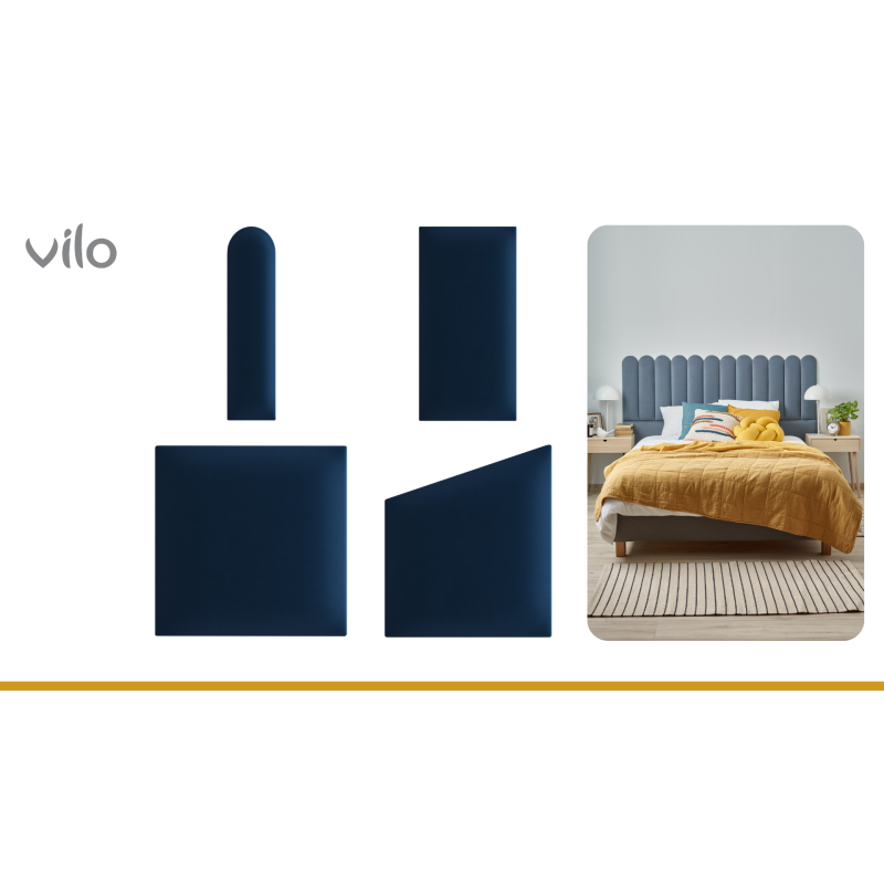 Vilo | Panou tapitat 15X60 cm, OVAL, Bleumarin