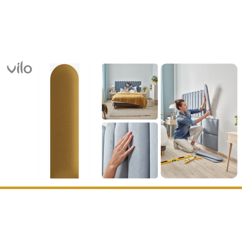 Vilo | Panou tapitat 15X60 cm, OVAL, Mustar