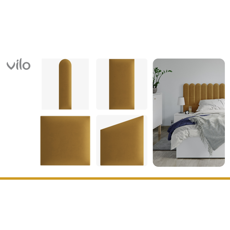 Vilo | Panou tapitat 15X60 cm, OVAL, Mustar