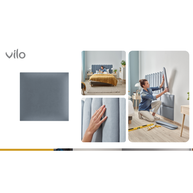 Vilo | Panou tapitat 30X30 cm, Albastru Marin