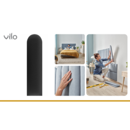 Vilo | Panou tapitat VILO 15X60 cm, OVAL, Negru