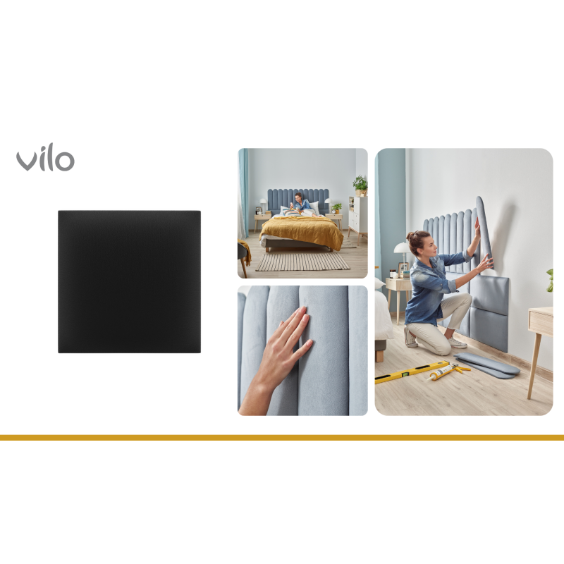Vilo | Panou tapitat 30X30 cm, Negru