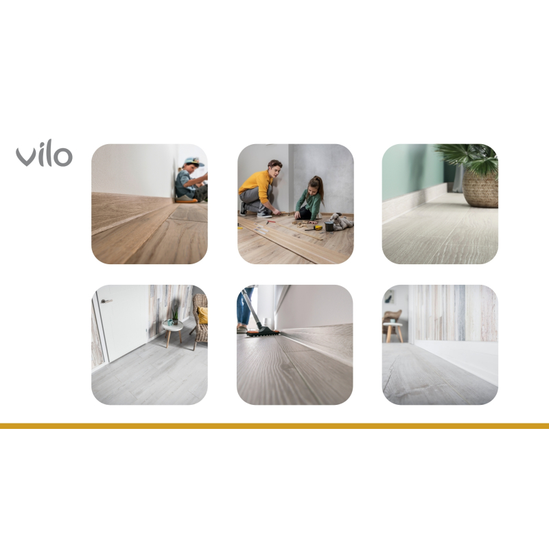 Vilo|Plinta parchet PVC Esquero 610, Stejar Ghinda, canal cablu, 250 x 6.6 x 2.2 cm