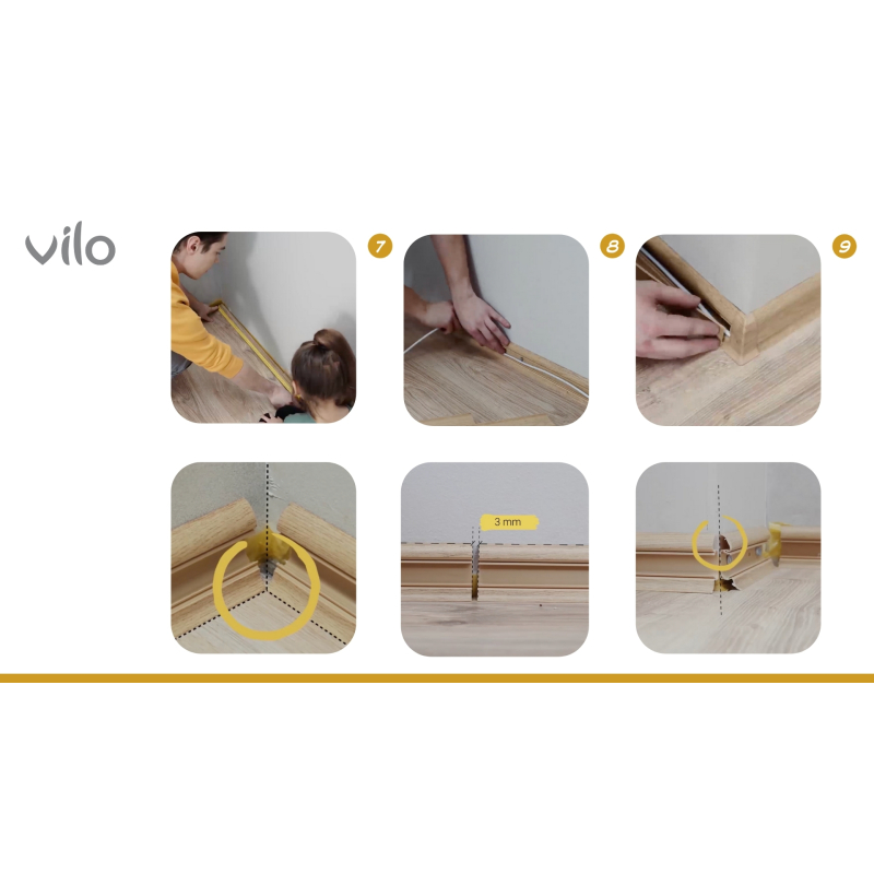 Vilo|Plinta parchet PVC Smart Flex 545, Lemn African, canal cablu, 250 x 5.5 x 2.2 cm