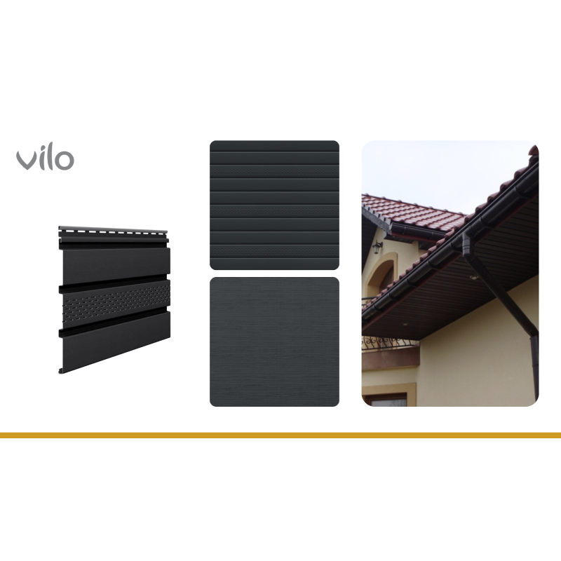 Sofito plokštė su perforacija SV 07 Graphite (10 vnt.)