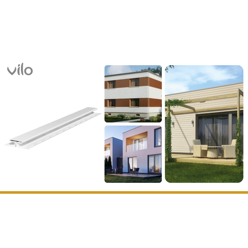 Vilo| Profil fatada SV-18 Profil H de imbinare, Alb, 3.05 m, 5 bucati/pachet