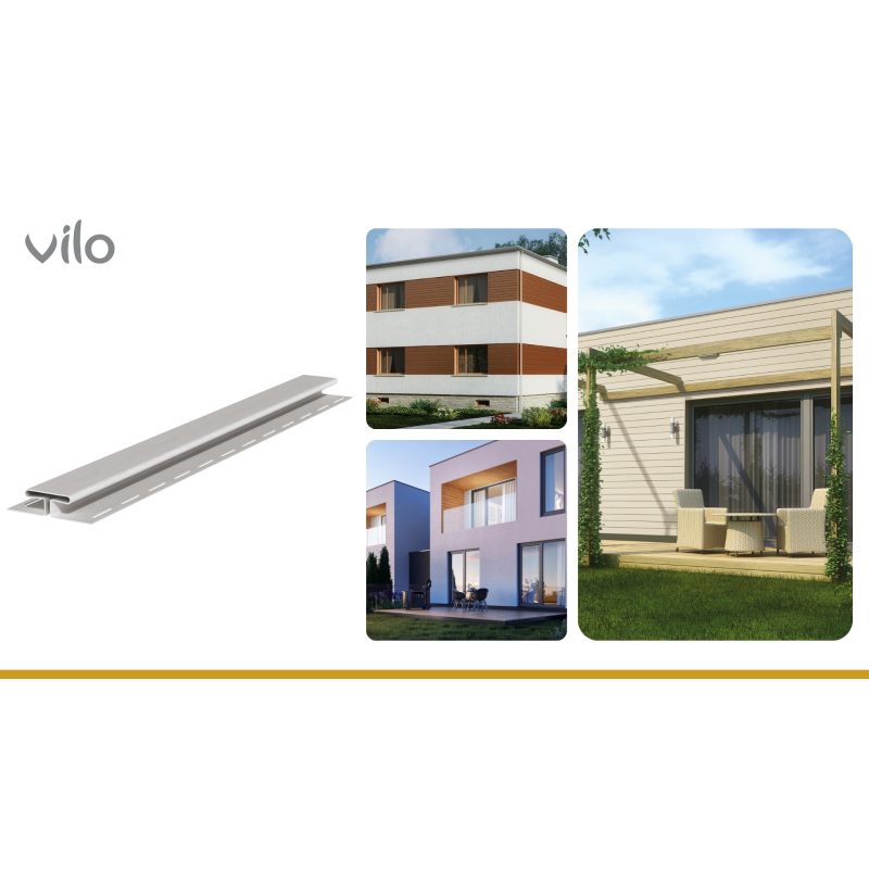 Vilo| Profil fatada SV-18 Profil H de imbinare Gri, 3.05 m, 5 bucati/pachet