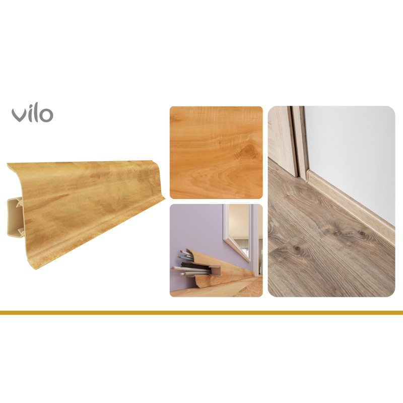 Plinta parchet PVC Smart Flex 524, canal cablu, 250 x 5.5 x 2.2 cm | VILO