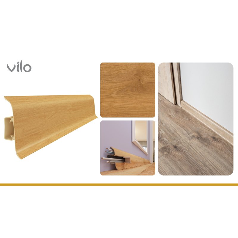 Plinta parchet PVC Smart Flex 529, canal cablu, 250 x 5.5 x 2.2 cm | VILO