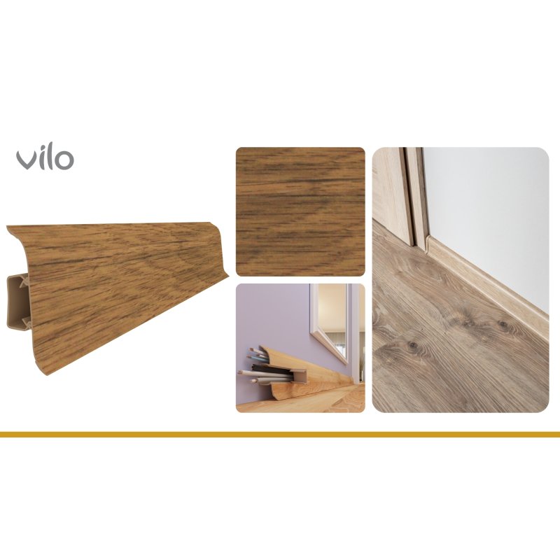 Plinta parchet PVC Smart Flex 5115, canal cablu, 250 x 5.5 x 2.2 cm | VILO