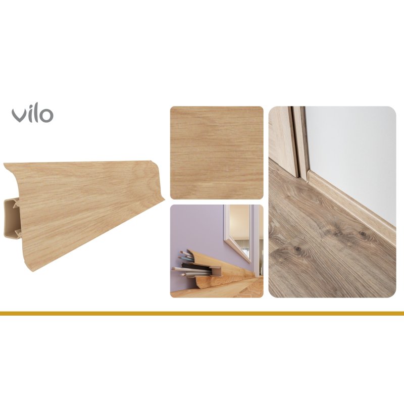 Plinta parchet PVC Smart Flex 5117, canal cablu, 250 x 5.5 x 2.2 cm | VILO