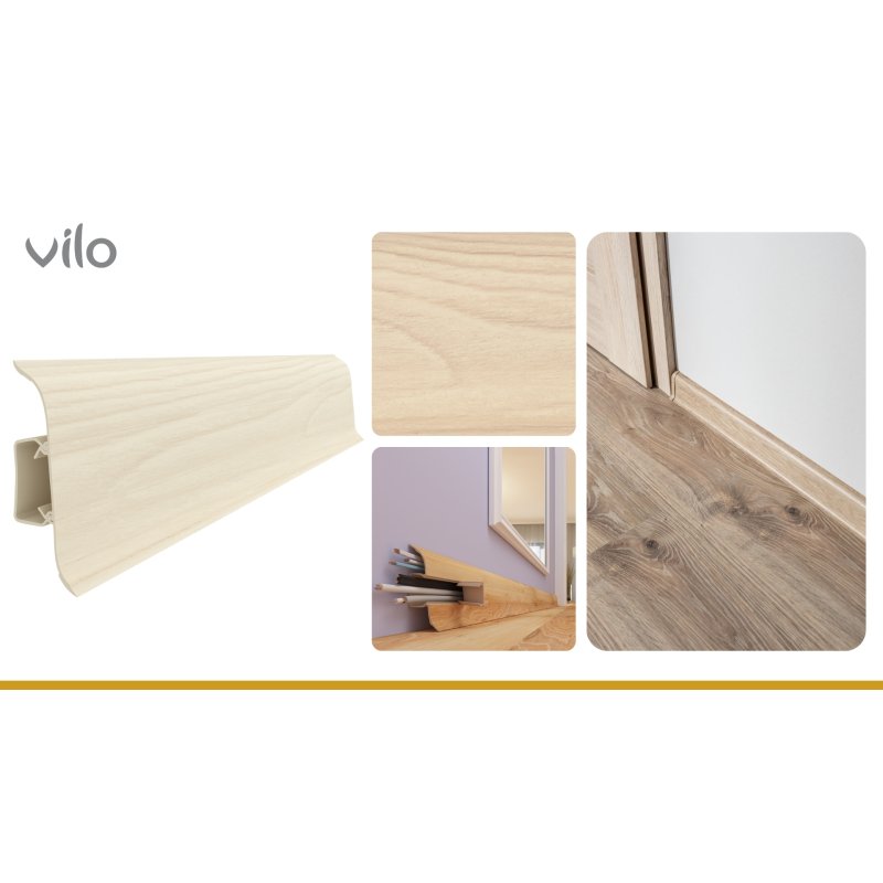 Plinta parchet PVC Smart Flex 564, canal cablu, 250 x 5.5 x 2.2 cm | VILO
