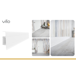Vilo|Plinta parchet PVC Esquero 601, , Alba, canal cablu, 250 x 6.6 x 2.2 cm