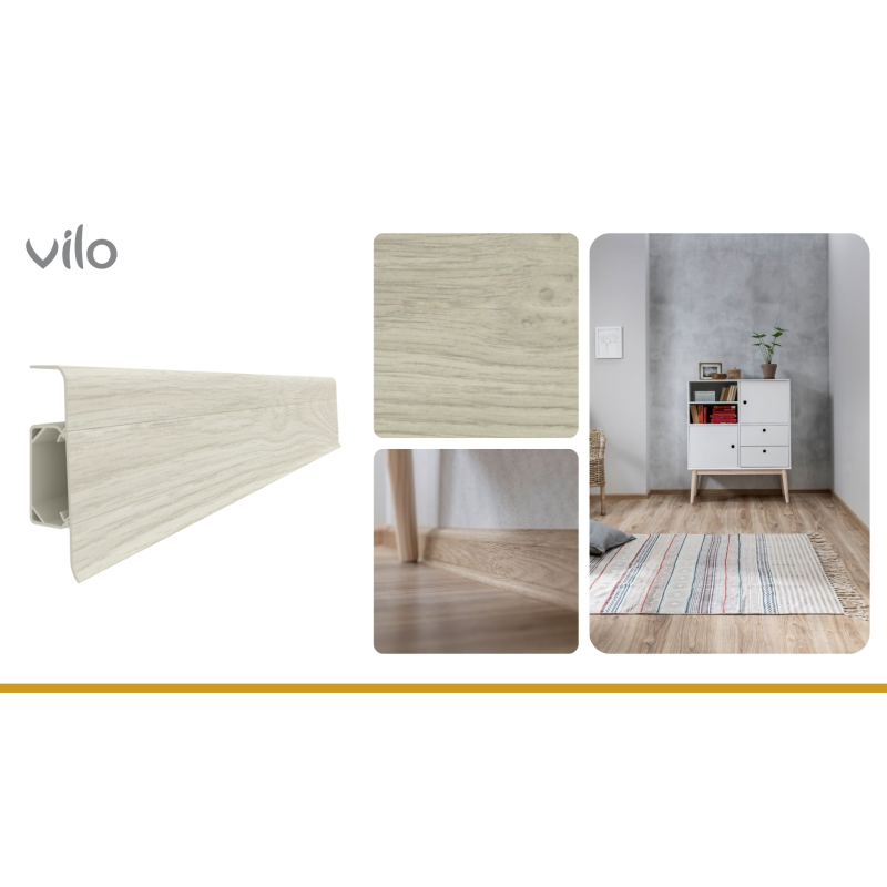 Vilo|Plinta parchet PVC Esquero 602, Platan Arizona, canal cablu, 250 x 6.6 x 2.2 cm