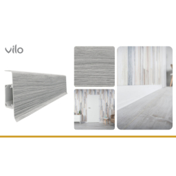 Vilo|Plinta parchet PVC Esquero 620, Stejar gri deschis, canal cablu, 250 x 6.6 x 2.2 cm