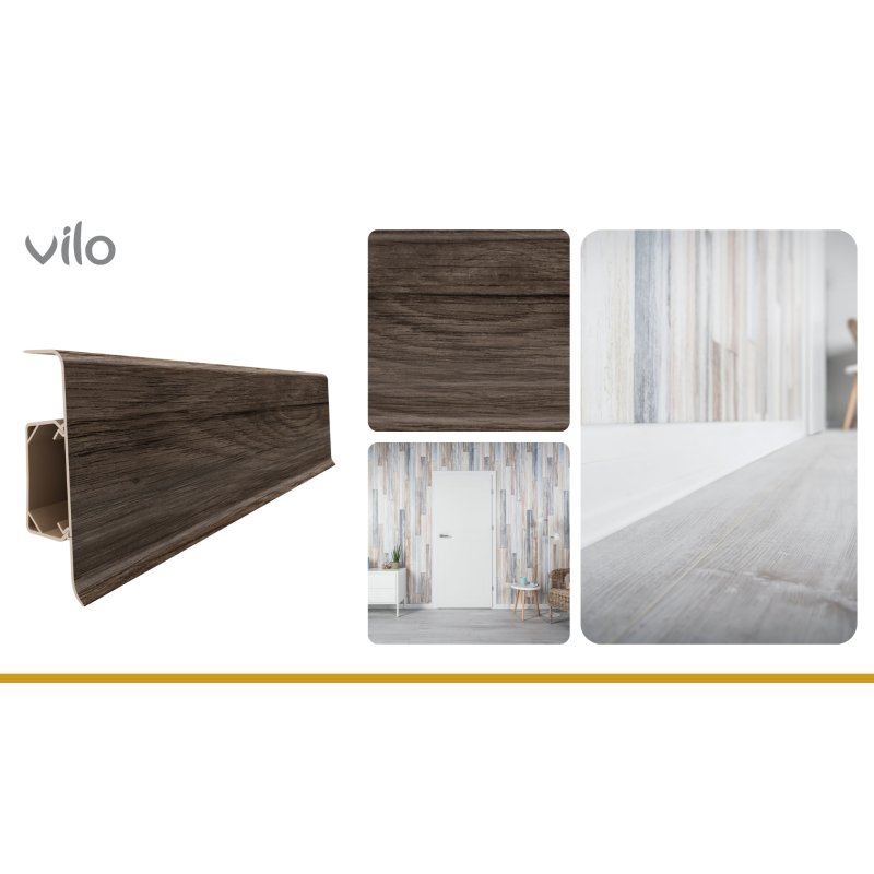 Plinta parchet PVC Esquero 623, canal cablu, 250 x 6.6 x 2.2 cm|Vilo