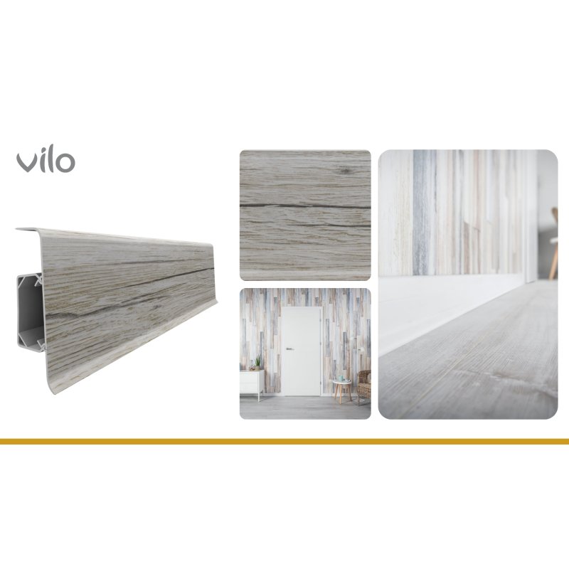 Plinta parchet PVC Esquero 626, canal cablu, 250 x 6.6 x 2.2 cm|Vilo
