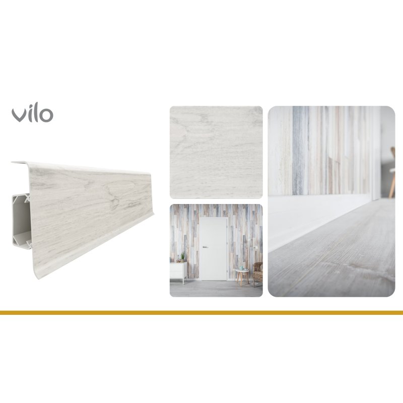 Plinta parchet PVC Esquero 627, canal cablu, 250 x 6.6 x 2.2 cm|Vilo
