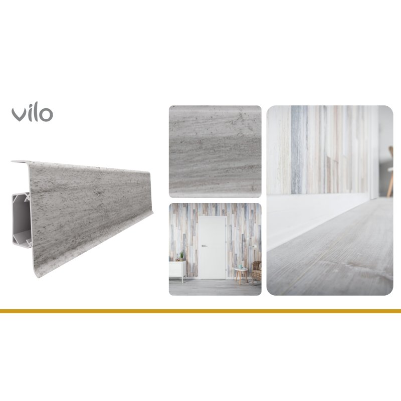 Plinta parchet PVC Esquero 630, canal cablu, 250 x 6.6 x 2.2 cm|Vilo