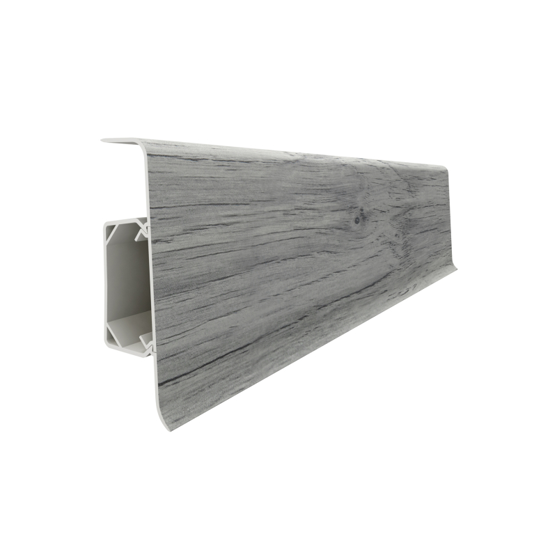 Plinta parchet PVC Esquero 631, Stejar Gri, canal cablu, 250 x 6.6 x 2.2 cm