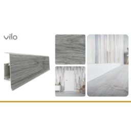Vilo|Plinta parchet PVC Esquero 631, Stejar Gri, canal cablu, 250 x 6.6 x 2.2 cm