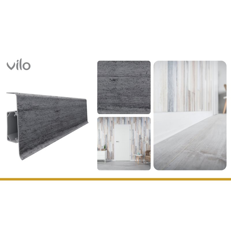 Plinta parchet PVC Esquero 632, canal cablu, 250 x 6.6 x 2.2 cm|Vilo