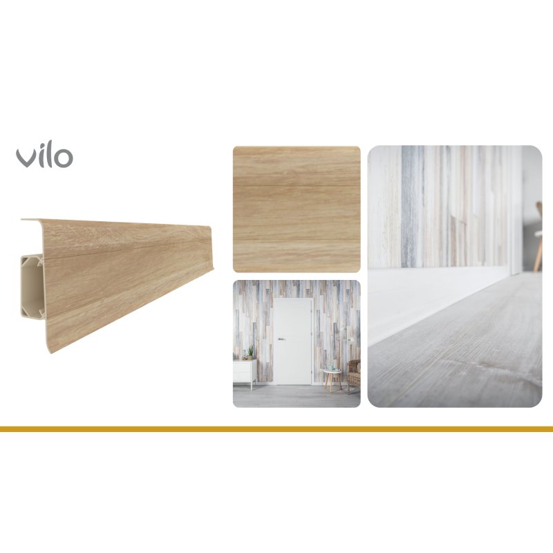 Plinta parchet PVC Esquero 637, canal cablu, 250 x 6.6 x 2.2 cm|Vilo