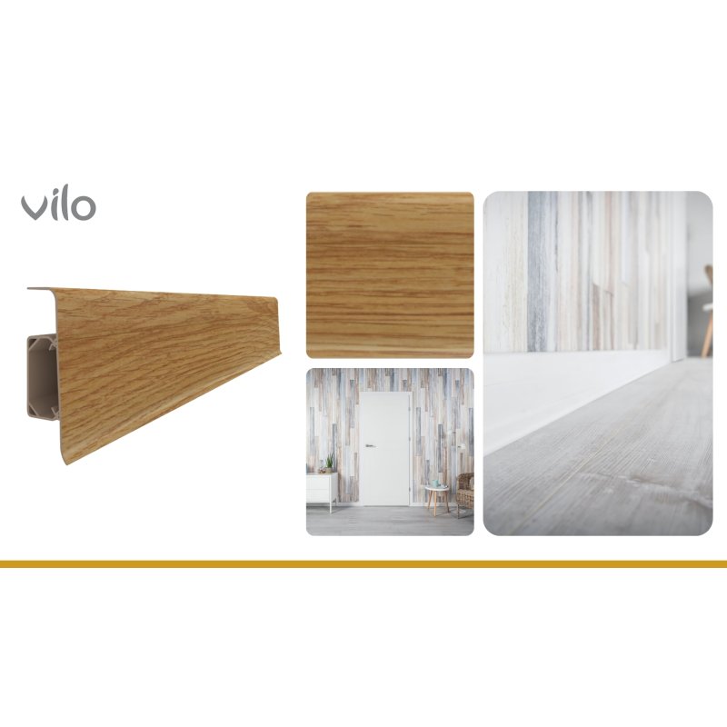 Plinta parchet PVC Esquero 640, canal cablu, 250 x 6.6 x 2.2 cm|Vilo
