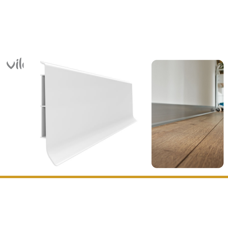 Plinta parchet PVC Linela 40, Alba, 200 x 8 x 1.6 cm|Vilo