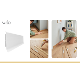 Plinta parchet PVC Linela 40, Alba, 200 x 8 x 1.6 cm|Vilo