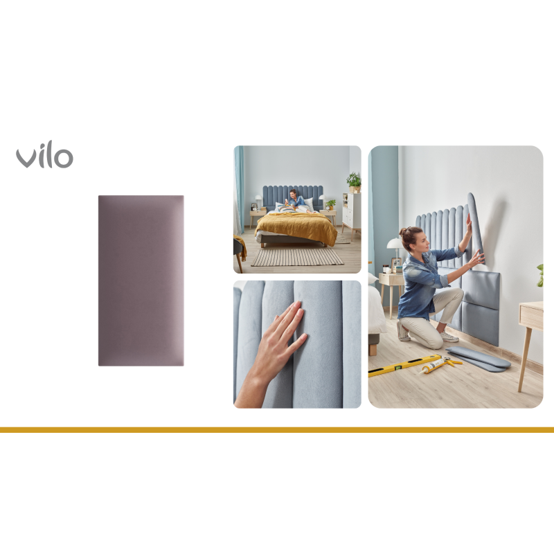 Vilo | Panou tapitat 30X60 cm, Roz Pudra