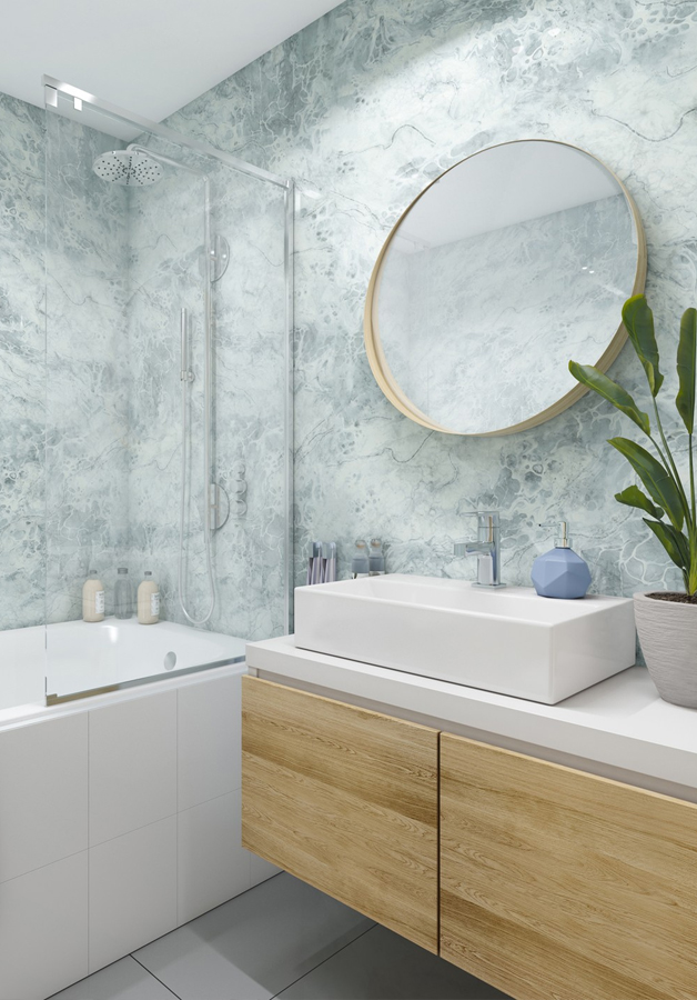 Perete decorativ SPC in baie
